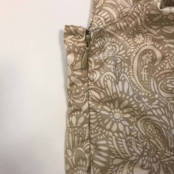 Athleta sundress sleeveless vneck knee length size 2 side zipper tan and cream - Picture 8 of 14